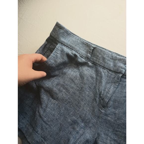 Loft Linen Blend 4" Short Shorts Women Blue Size 14 NWOT Vacation Tropical Beach - Picture 2 of 5